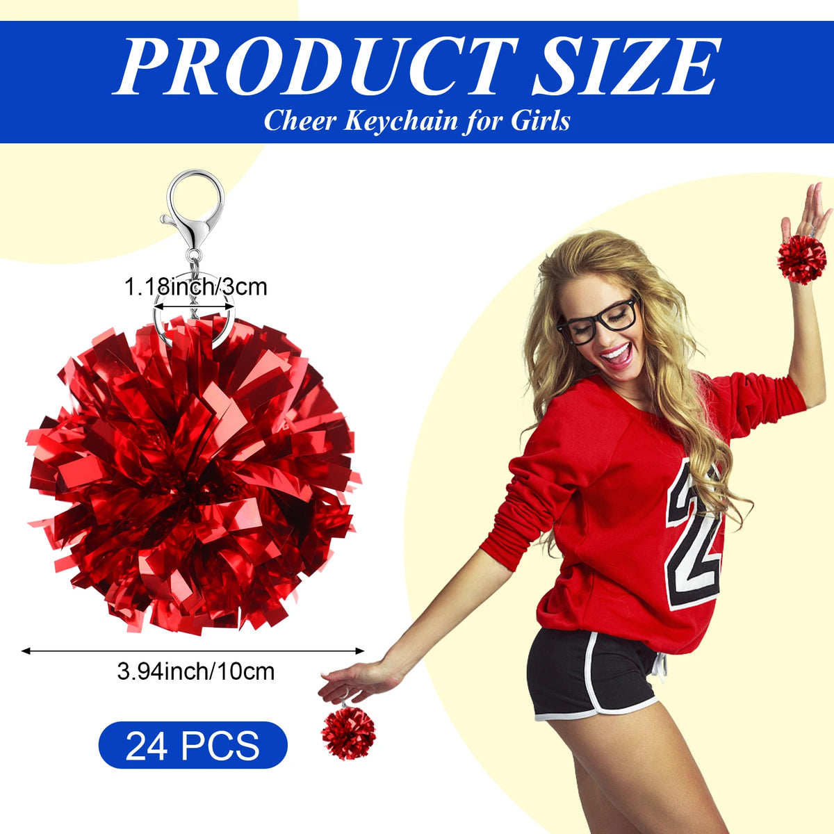 Cheerleading Pom-Pom Keychain with Lobster Clasp