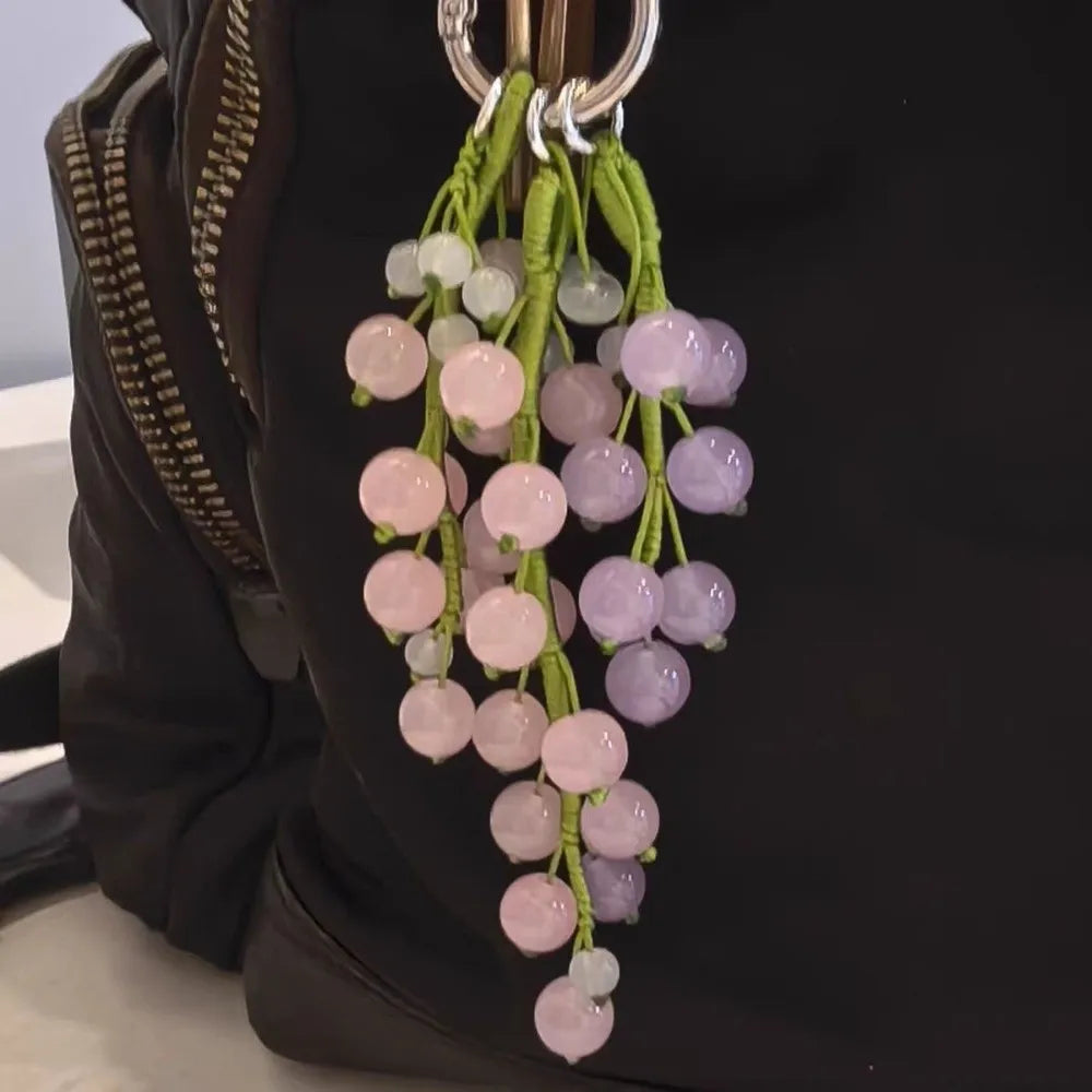 Beaded Grape Cluster Bag Charm