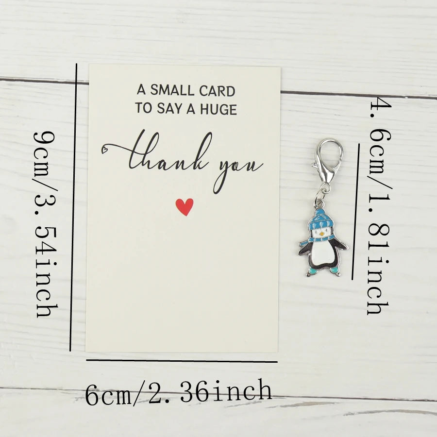 Enamel Penguin Charms with Thank You Cards, 6-Pack