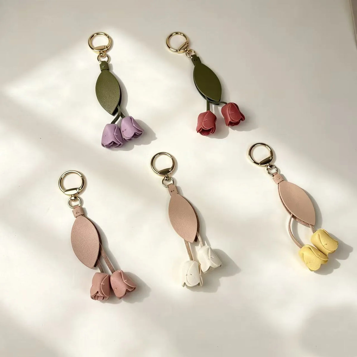 Tulip Bag Charm Keychain in Faux Leather