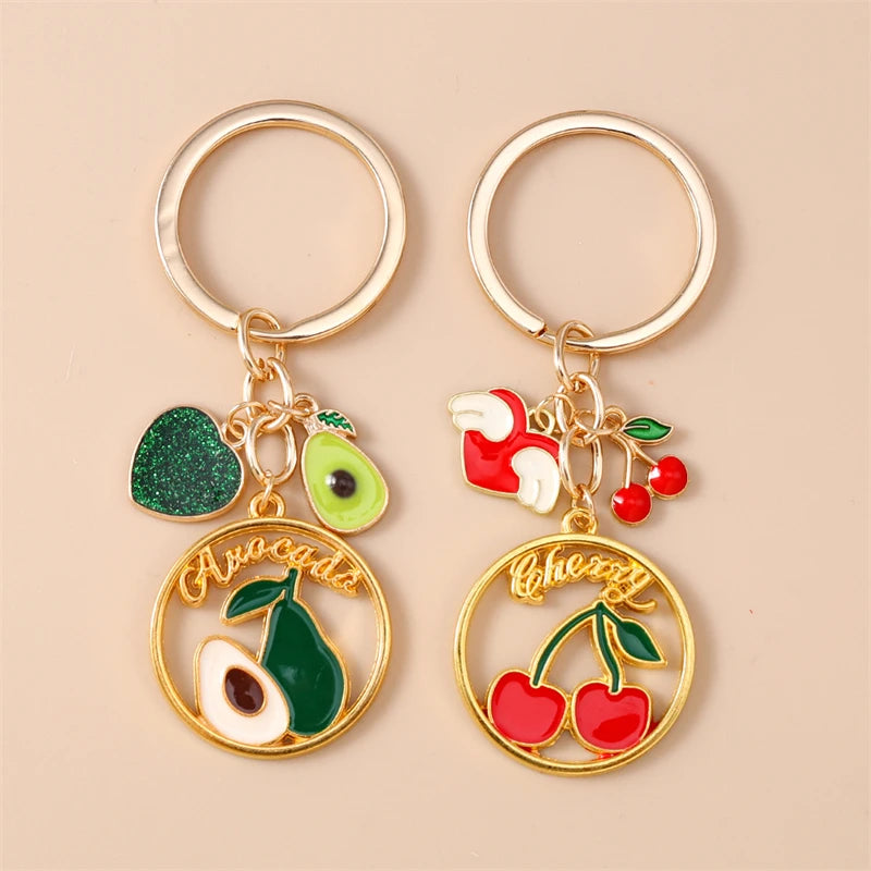 Fruit Enamel Keychain with Gold-Tone Hardware