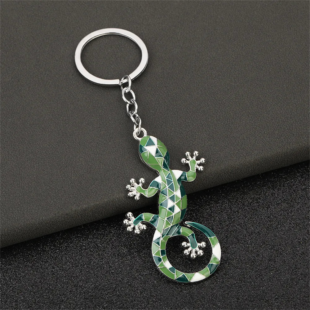 Enamel Gecko Lizard Keychain in Zinc Alloy