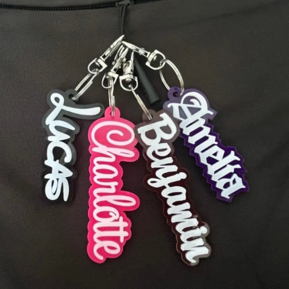 Custom Acrylic Name Keychain with Zinc Alloy Clasp