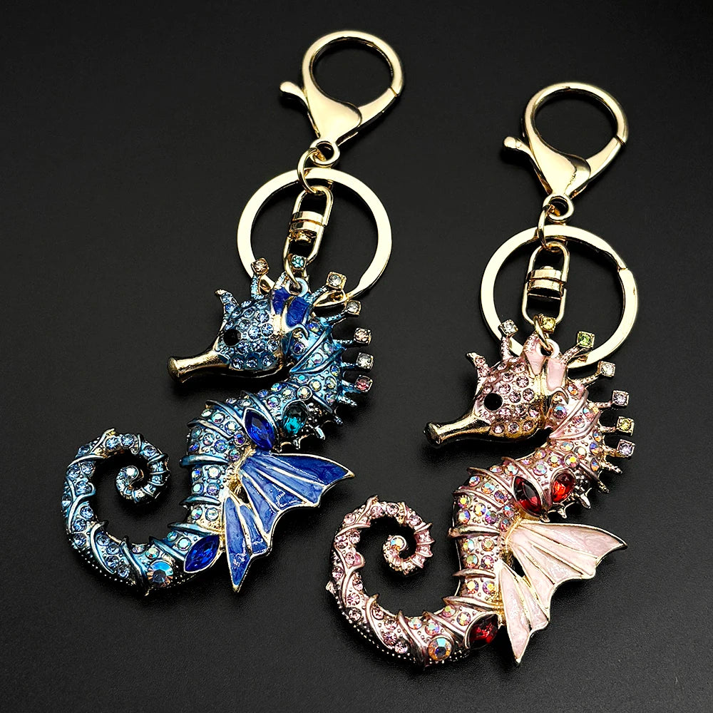 Rhinestone Seahorse Keychain