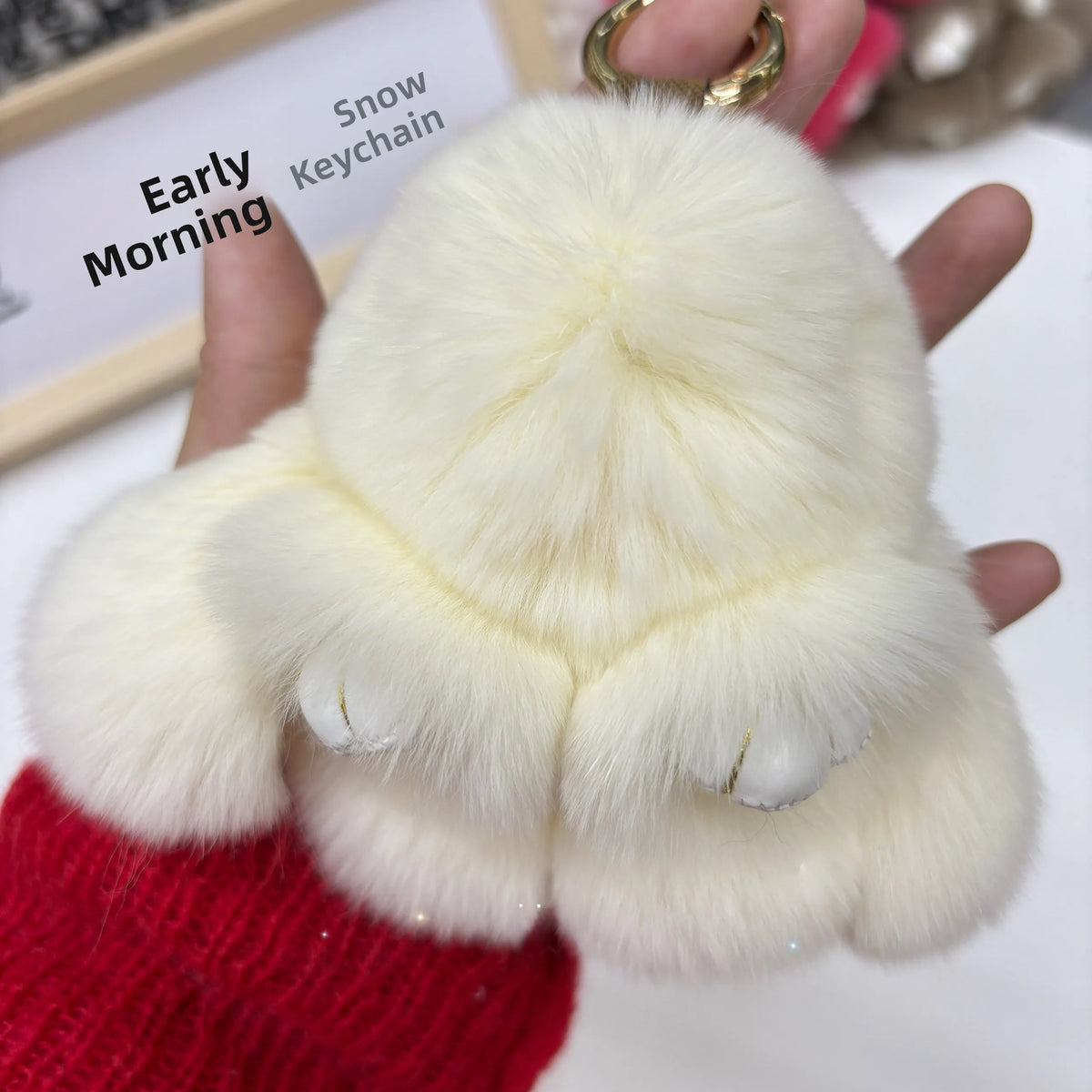 Plush Rabbit Bag Charm with Gold-Tone Ring Clasp