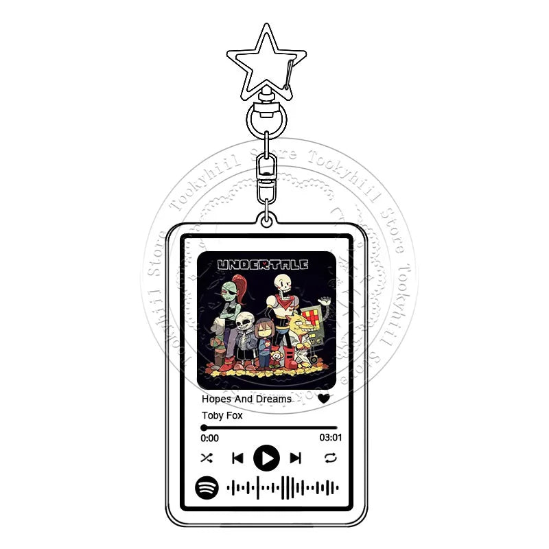 Game-Themed Music-Player Keychain with Star Charm
