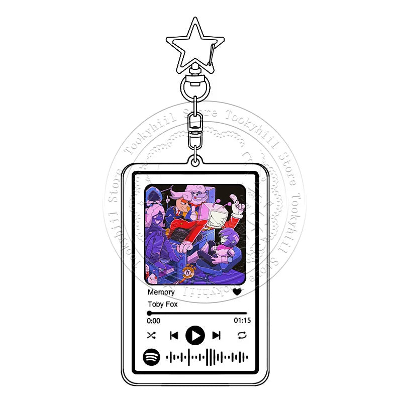 Game-Themed Music-Player Keychain with Star Charm