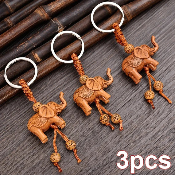 Elephant Charm Keychain with Gold-Tone Clasp