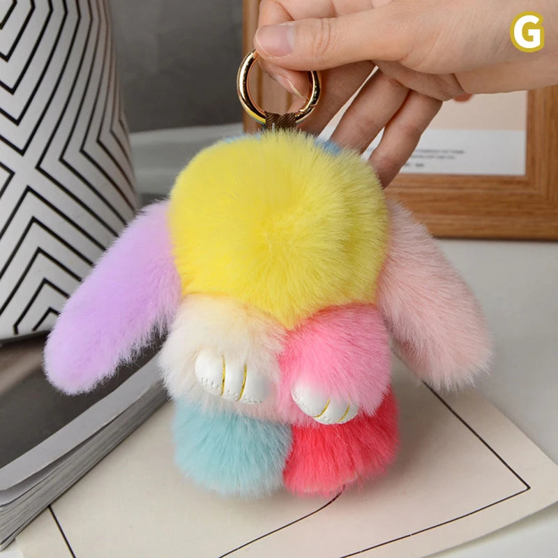 Plush Bunny Bag Charm with Gold-Tone Spring Ring