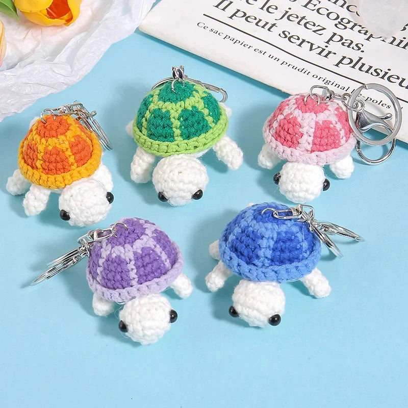 Crocheted Turtle Keychain with Steel Clasp