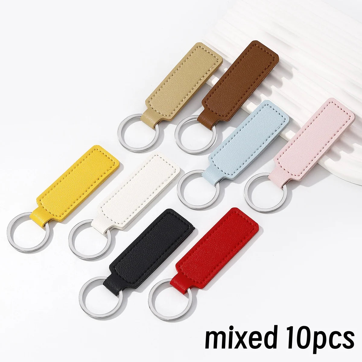 Double-Sided PU Leather Keychains, Pack of 10
