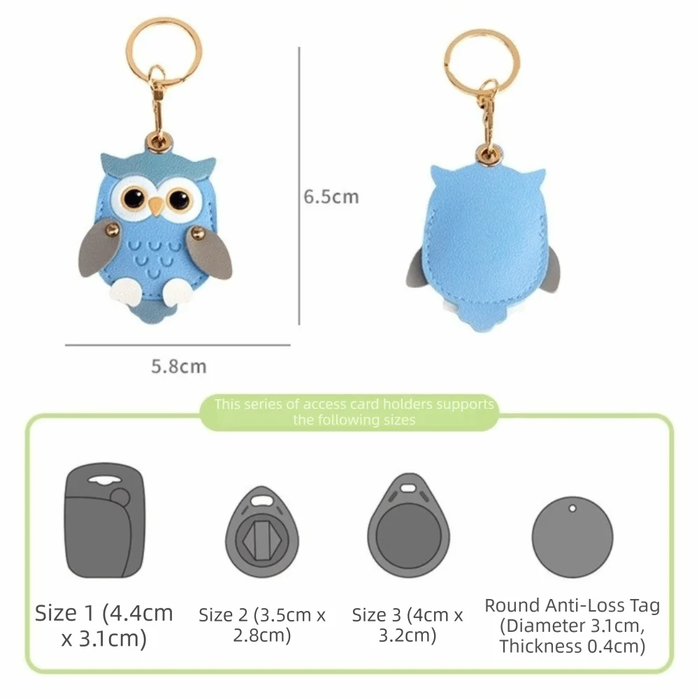 Cartoon Owl Charm Cartoon Owl Keychain PU Leather High Quality Card Holder Keychain Waterproof 2 in 1 Holder