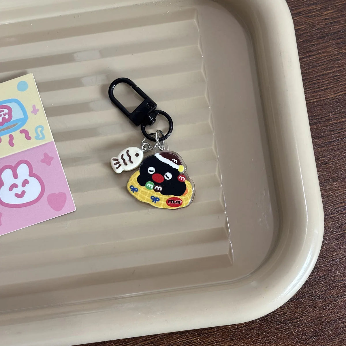 Cartoon Penguin Acrylic Keychain with Matte Black Hardware