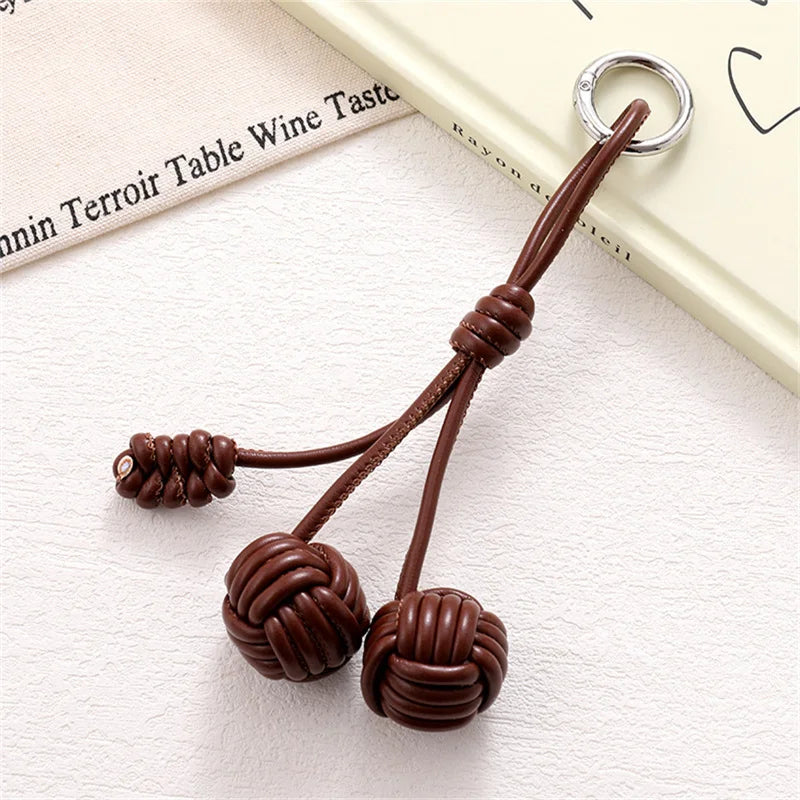 Hand-Woven Double Ball Charm Keychain