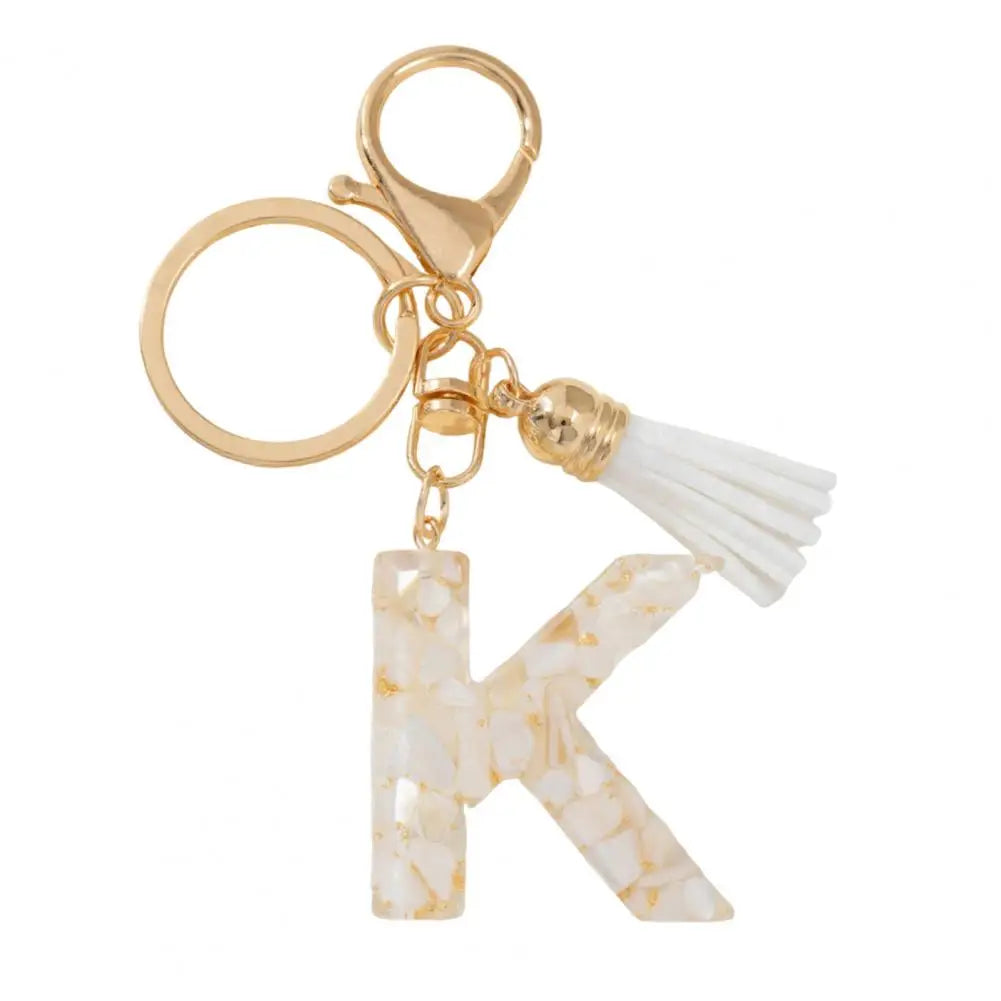 Resin Alphabet Letter Keychain with Tassel