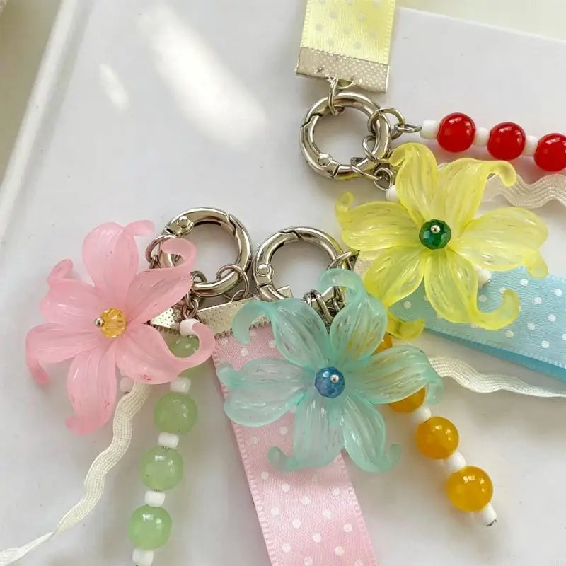 Translucent Flower Charm with Ribbon Detail