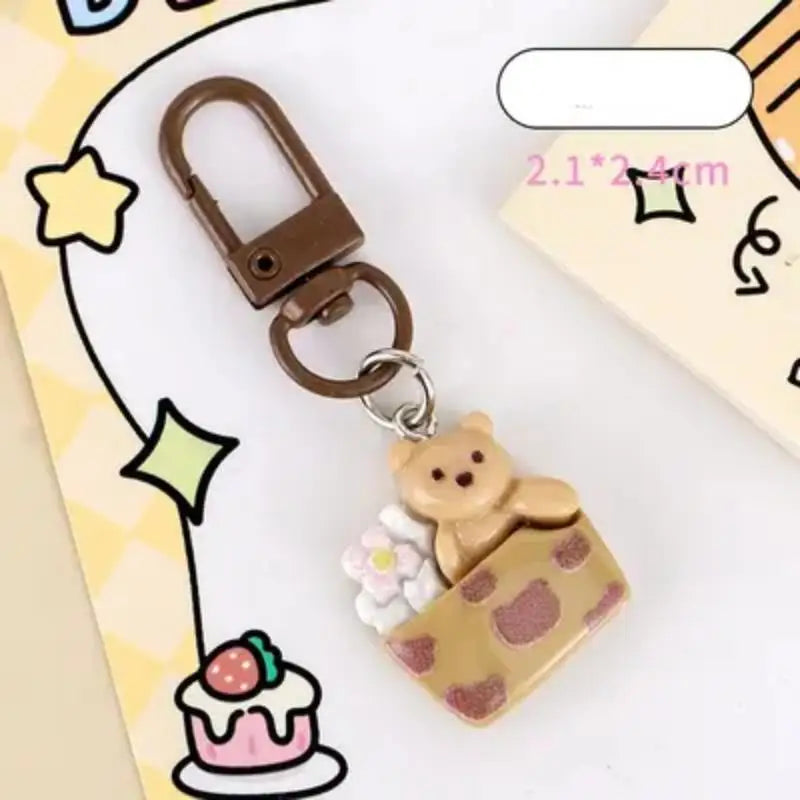 Cartoon Animal Resin Keychain with Swivel Clasp