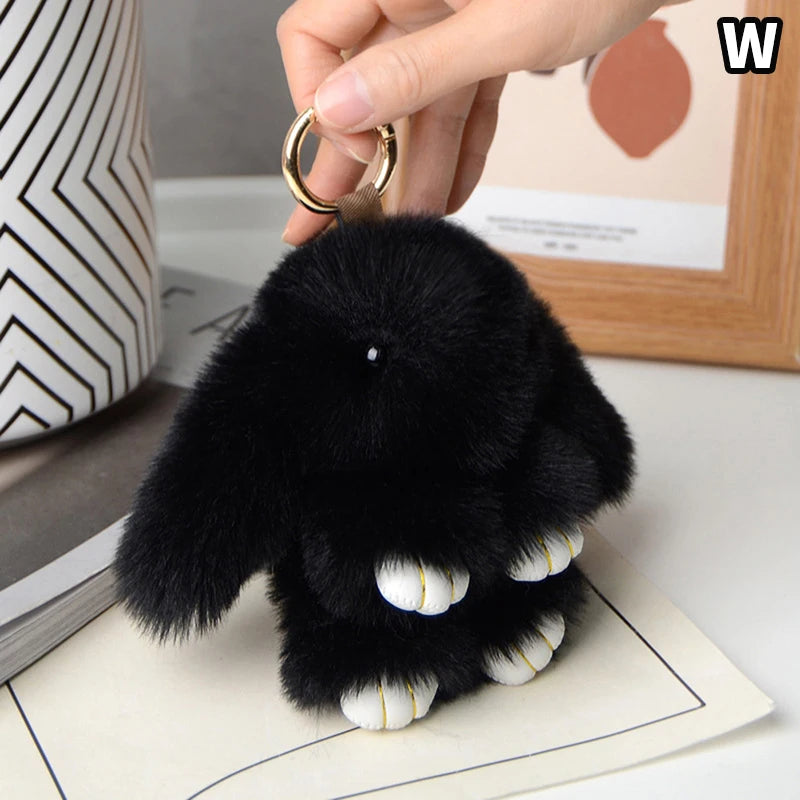Plush Bunny Bag Charm with Gold-Tone Spring Ring