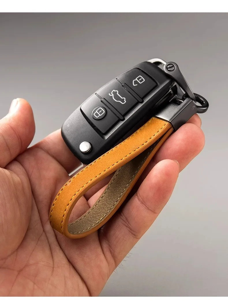 Classic Leather Keychain with Metal Hardware