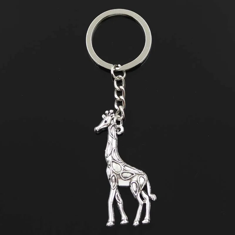 Silver-Plated Giraffe Charm Keychain