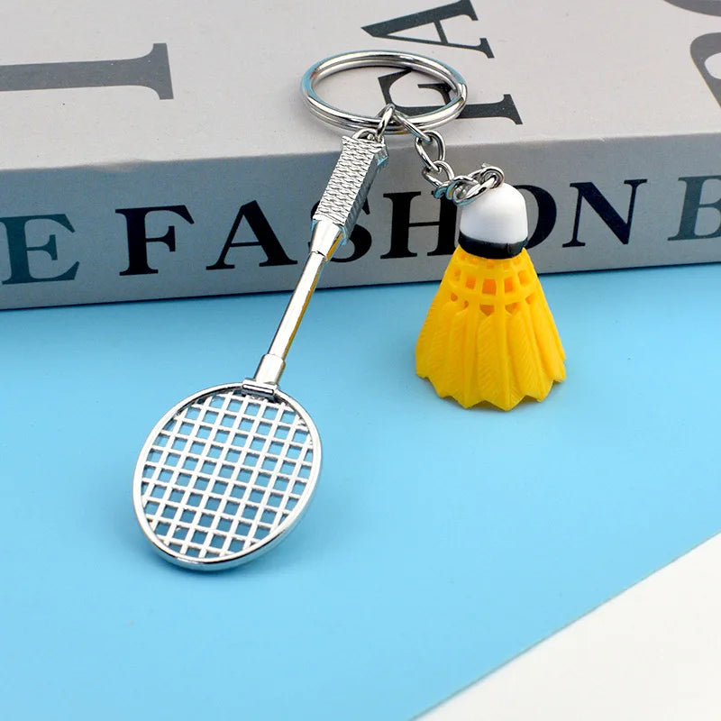 Badminton Keychain with Gold-Tone Clasp