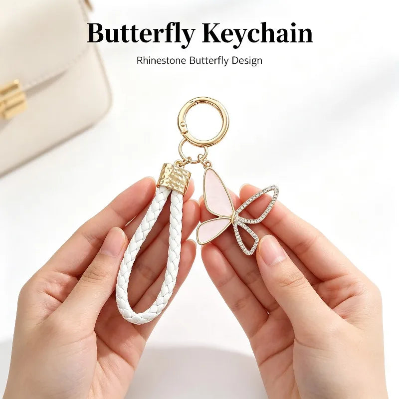Enamel Butterfly Keychain with Braided Strap