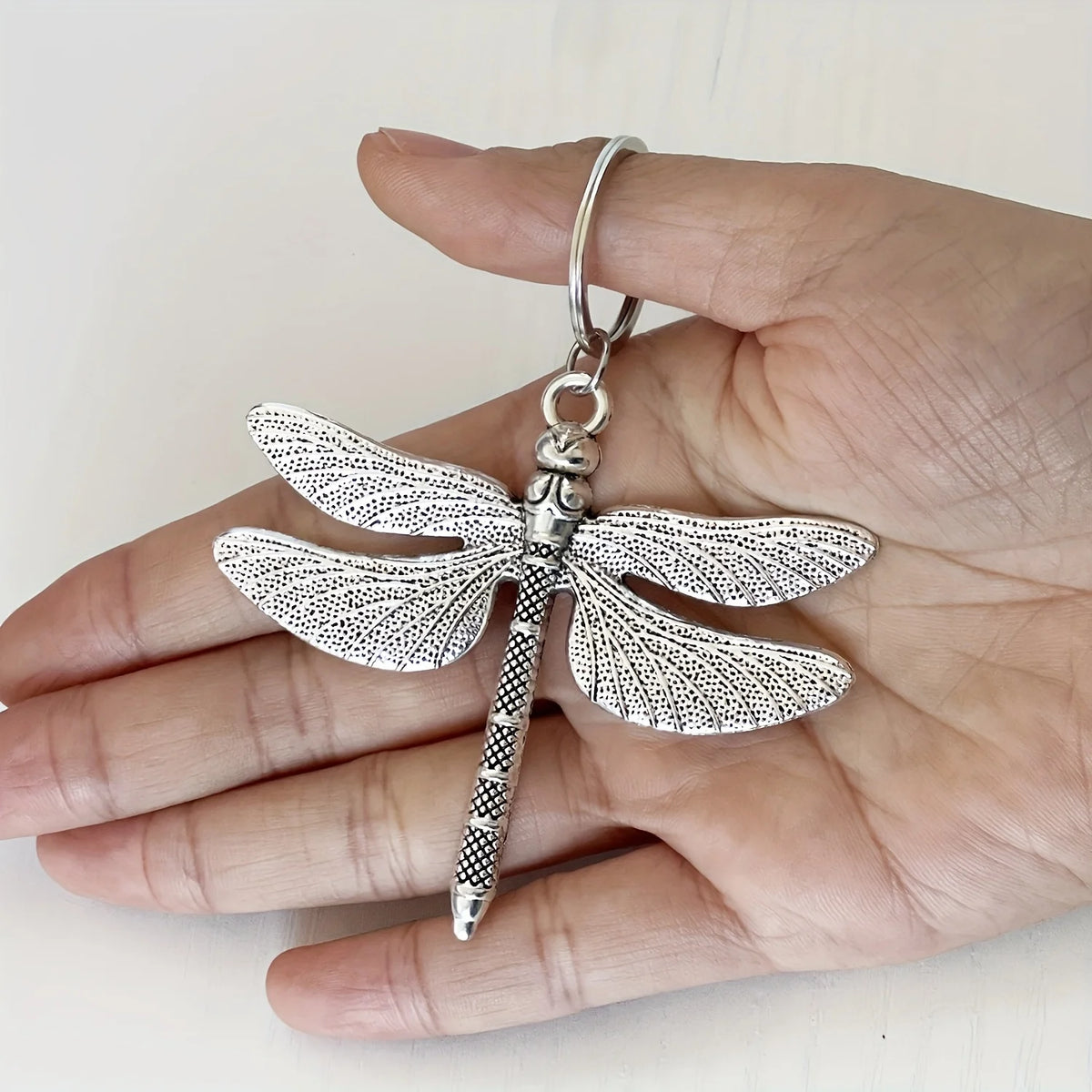 Dragonfly Keychain with Antique Silver Finish