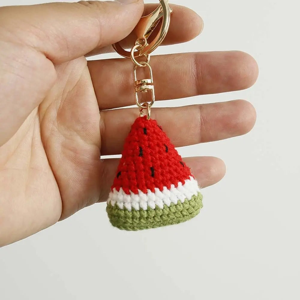 Knitted Watermelon Keychain with O-Ring Clasp