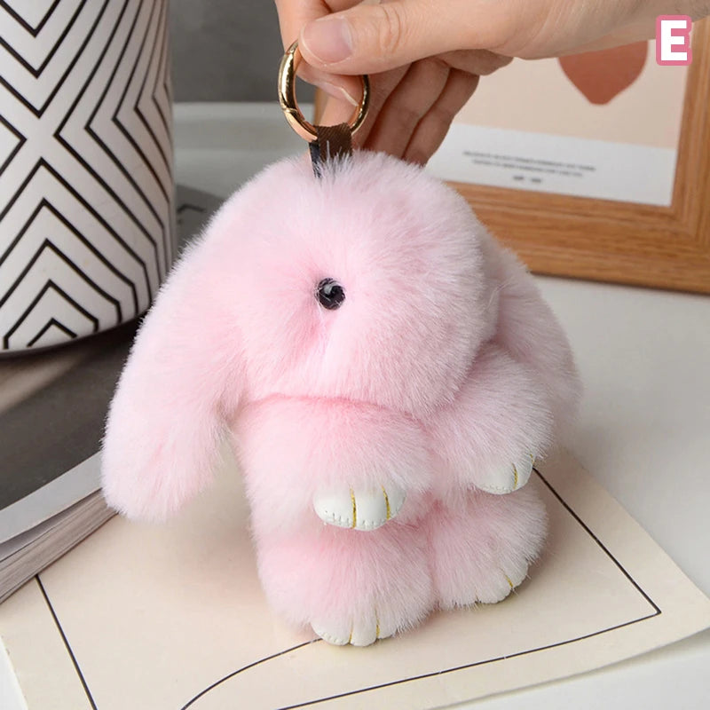 Plush Bunny Bag Charm with Gold-Tone Spring Ring
