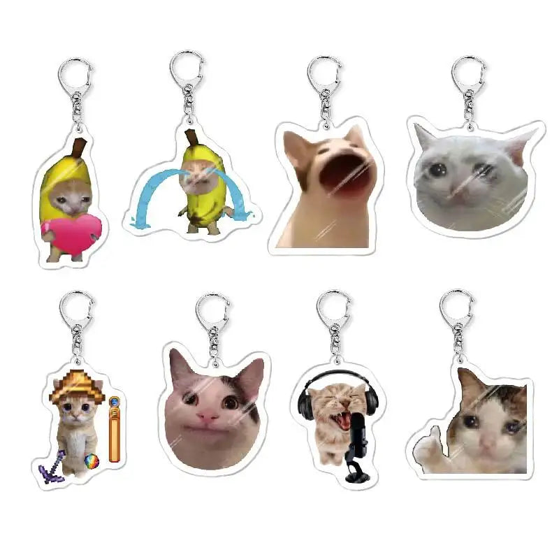 Cat Meme Acrylic Charm Keychain