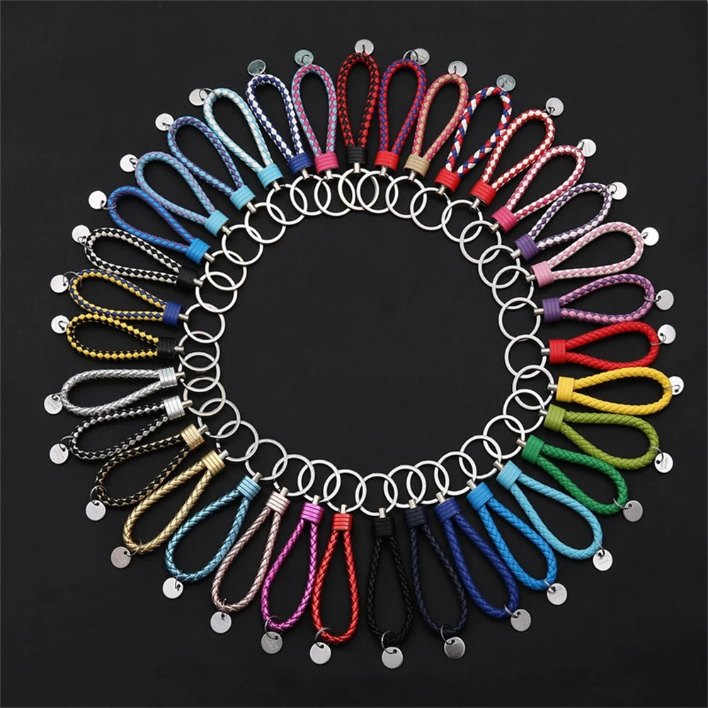 Braided PU Leather Keychain with O-Ring Buckle