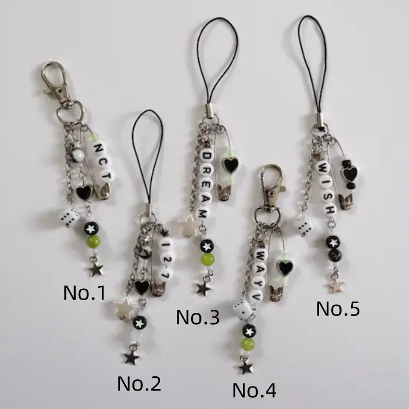 Korean NCT/WAKV keychain, Kpop mobile phone charm | Handmade Y2k jewelry keychain