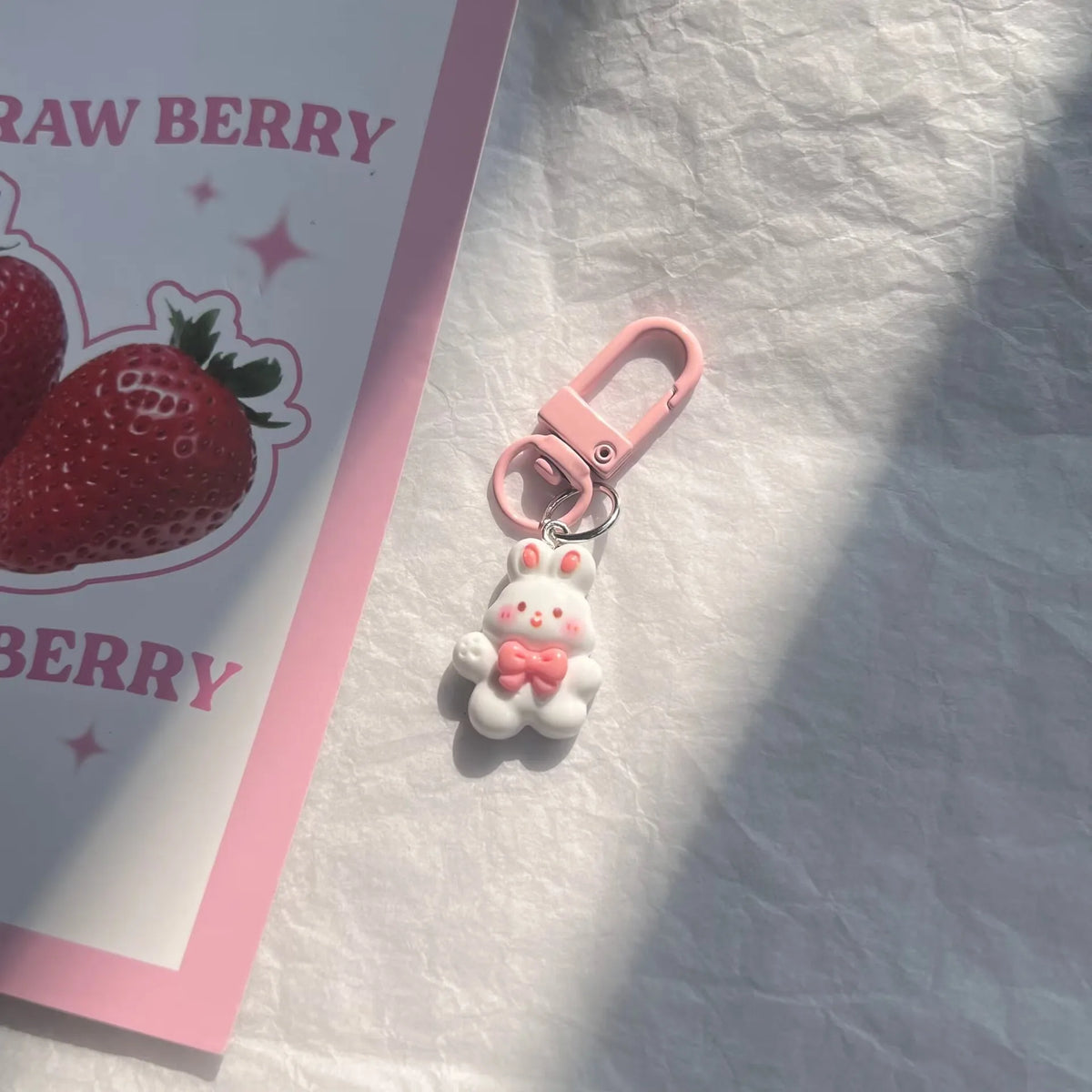Pastel Bunny and Flower Resin Bag Charm
