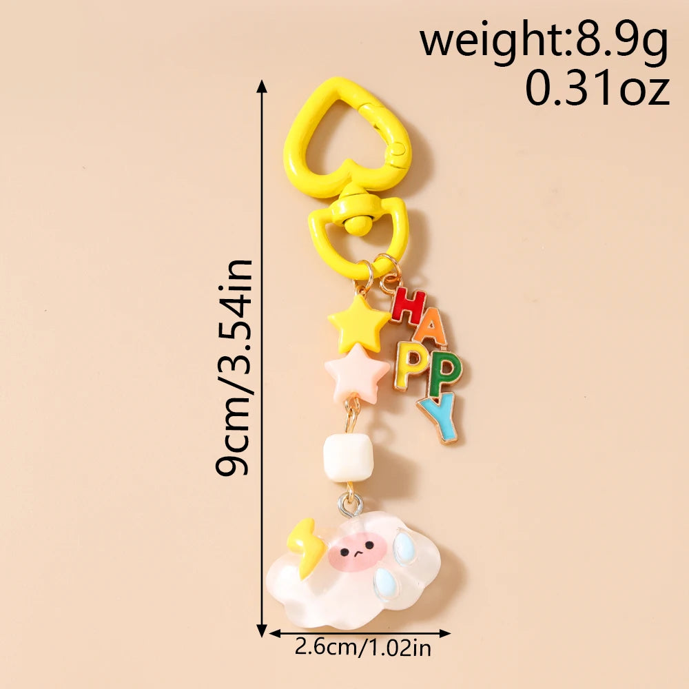 Cloud Face Keychain with O-Buckle Clasp
