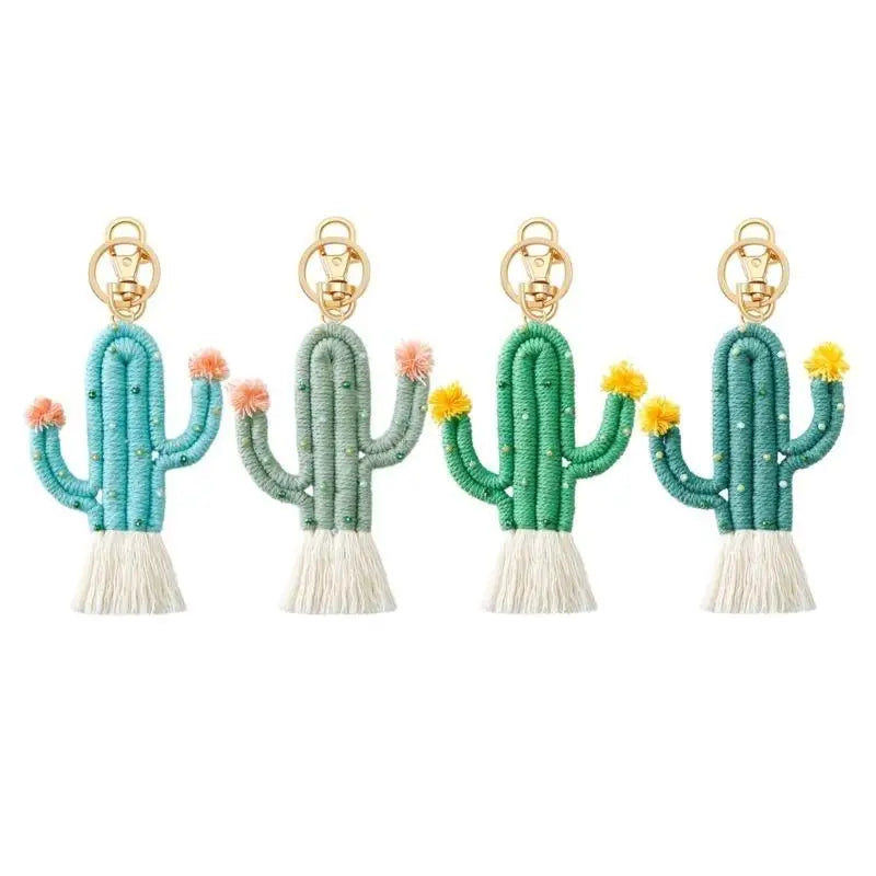 Hand-Woven Cotton Cactus Keychain