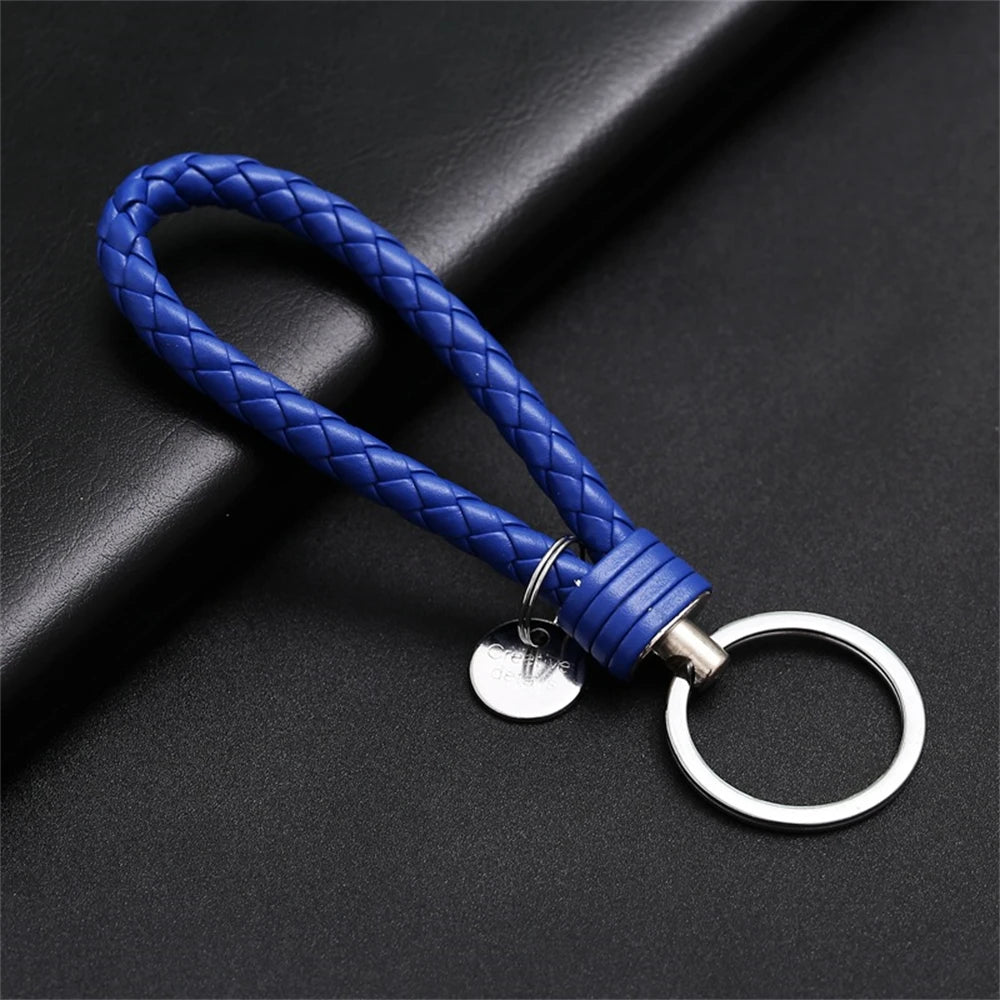 Braided PU Leather Keychain with O-Ring Buckle