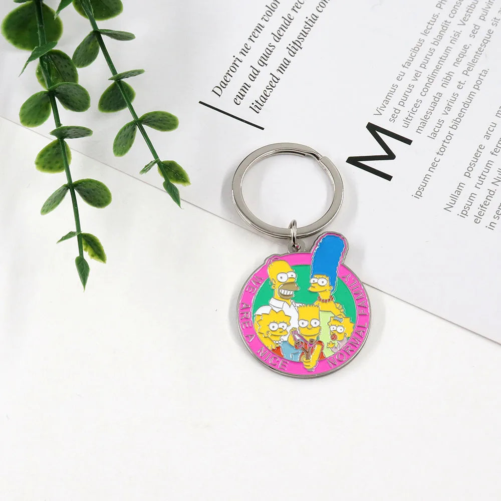 Round Cartoon Character Keychain in Zinc Alloy