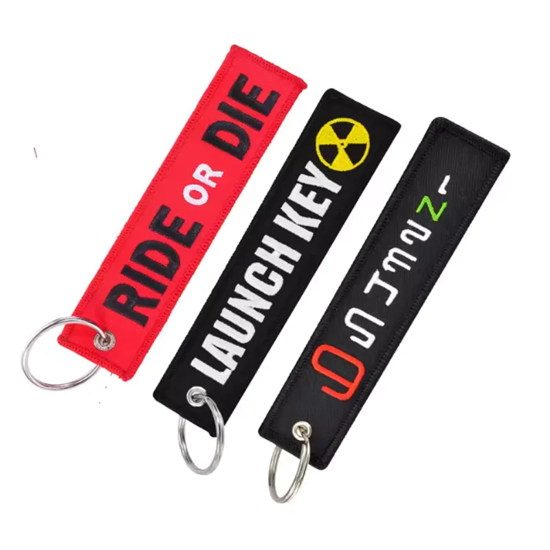 Embroidered Fabric Key Tags, 3-Pack