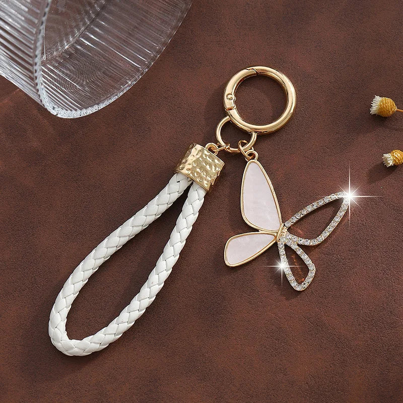 Enamel Butterfly Keychain with Braided Strap