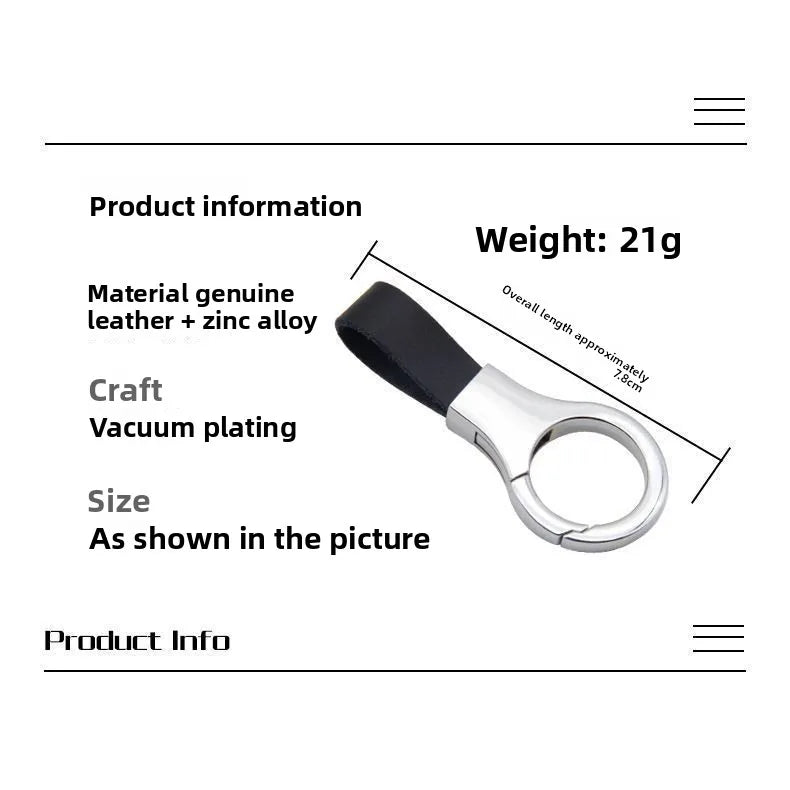 Leather and Metal Keychain with Lock Buckle