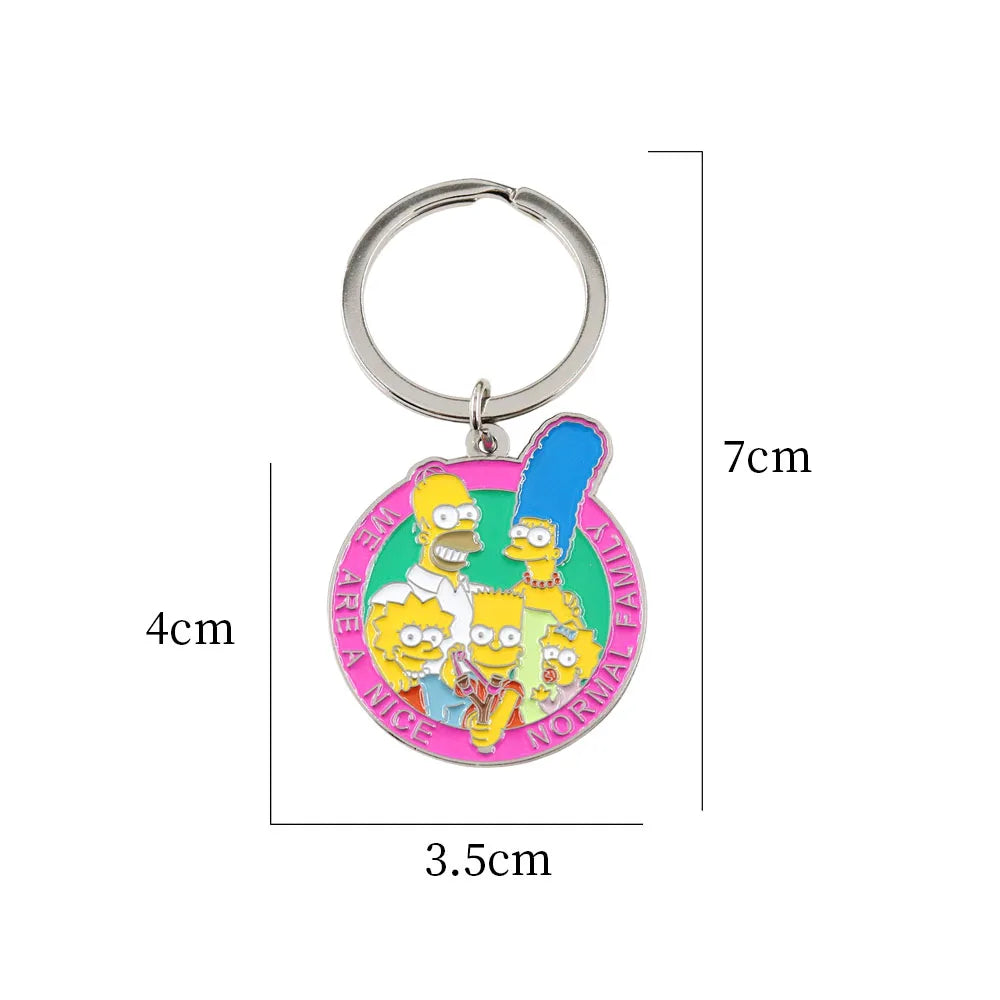 Round Cartoon Character Keychain in Zinc Alloy