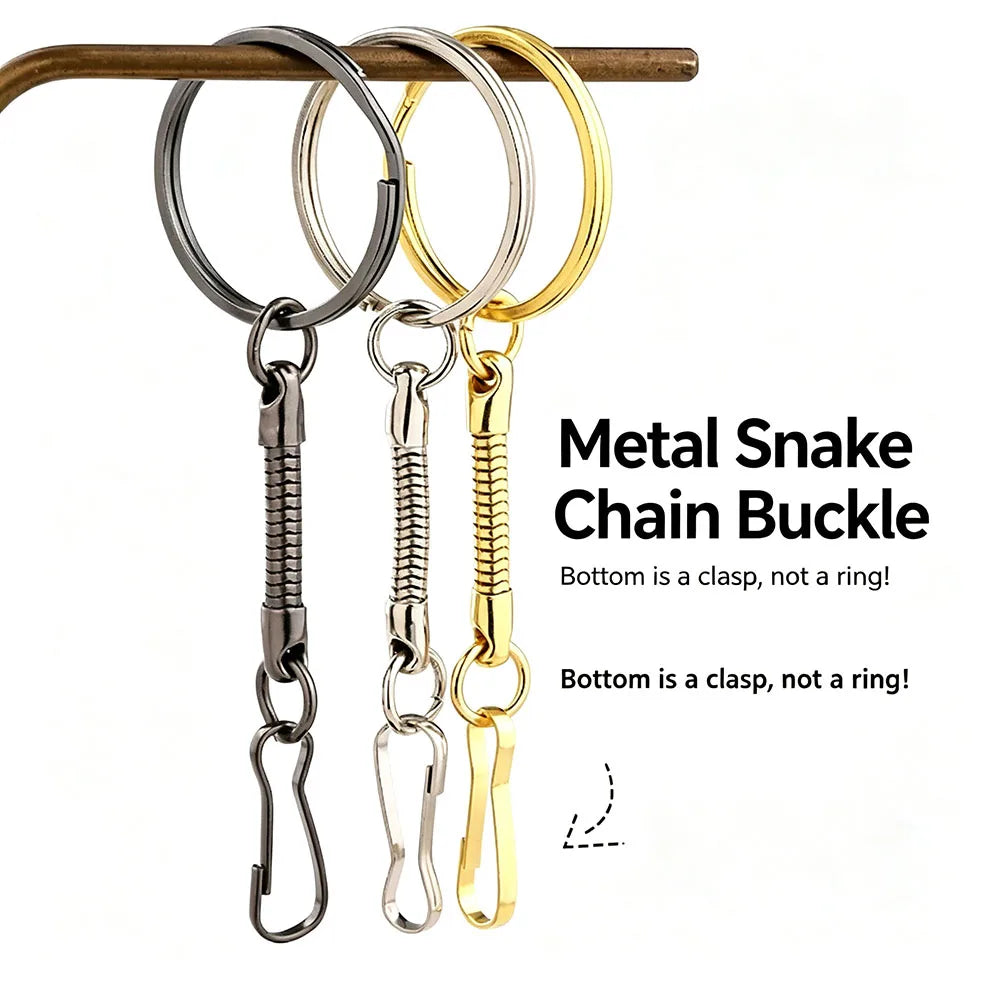 Snake-Chain Key Ring, Spring Snap Hook, Snake-Bone Anti-Loss Lanyard, Metal Key Chain, USB Drive Lanyard, hardware Accessories F