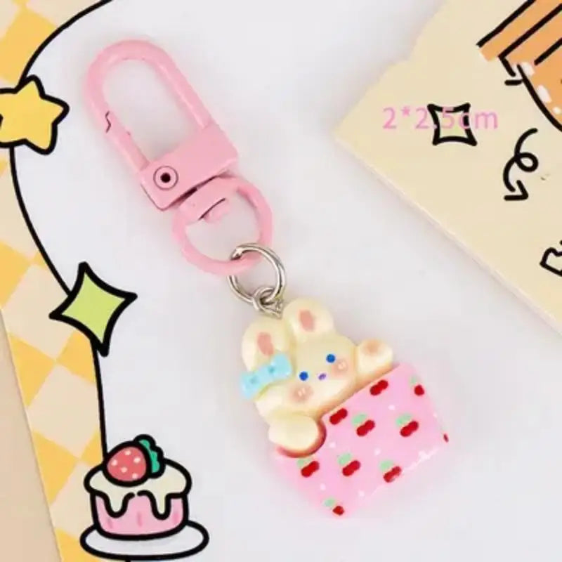 Cartoon Animal Resin Keychain with Swivel Clasp