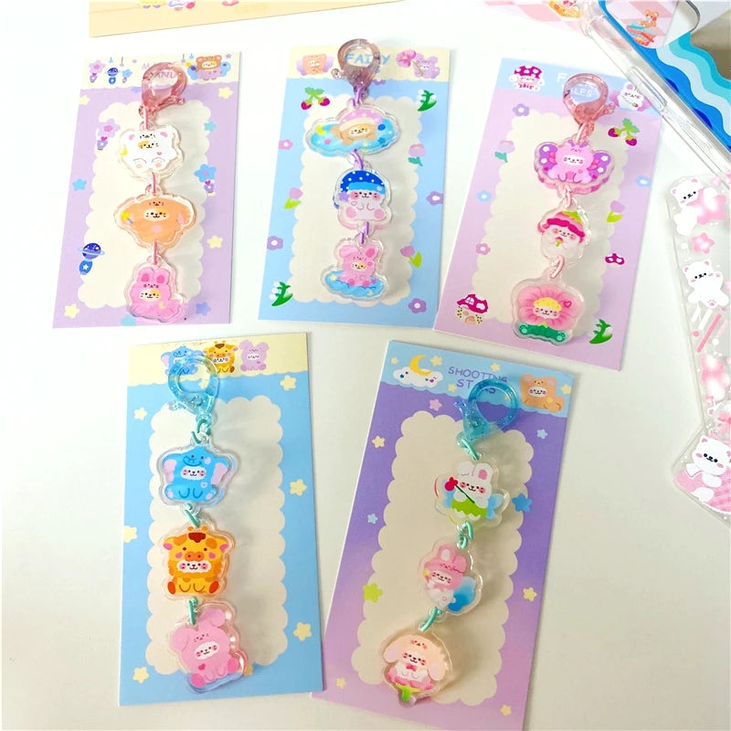 Three-Tier Acrylic Animal Charm Keychain
