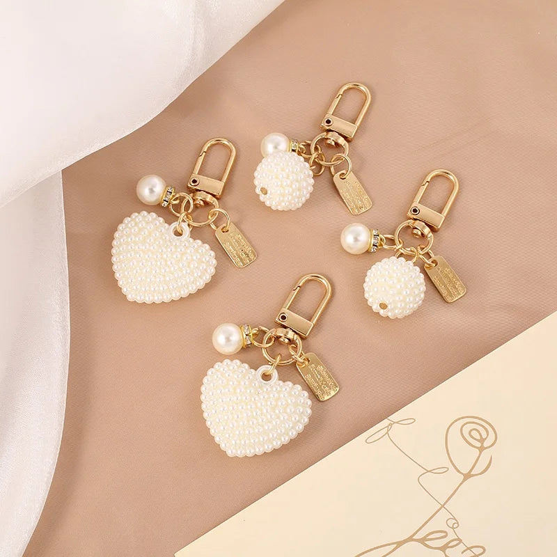 Pearl Pendant Metal Keychain