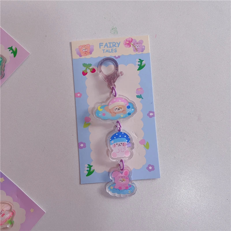 Three-Tier Acrylic Animal Charm Keychain
