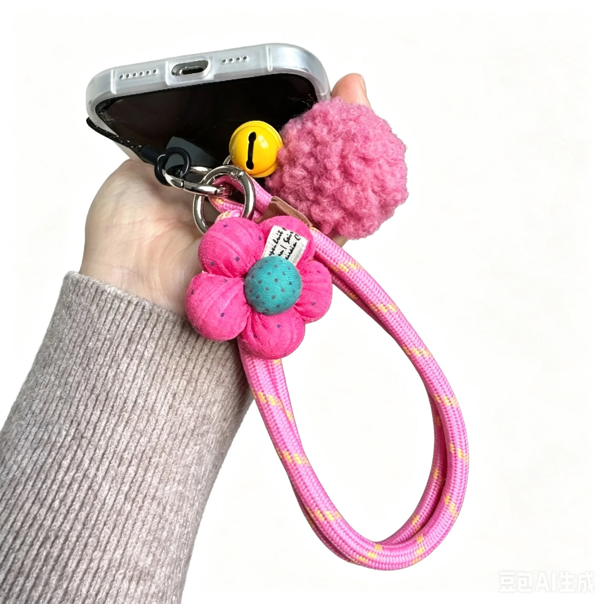 Keychain on the Phone With Wrist Strap Bag Charm Hanging Ornaments Key Holder Small Fresh Keychains Couple Key Chains Gifts