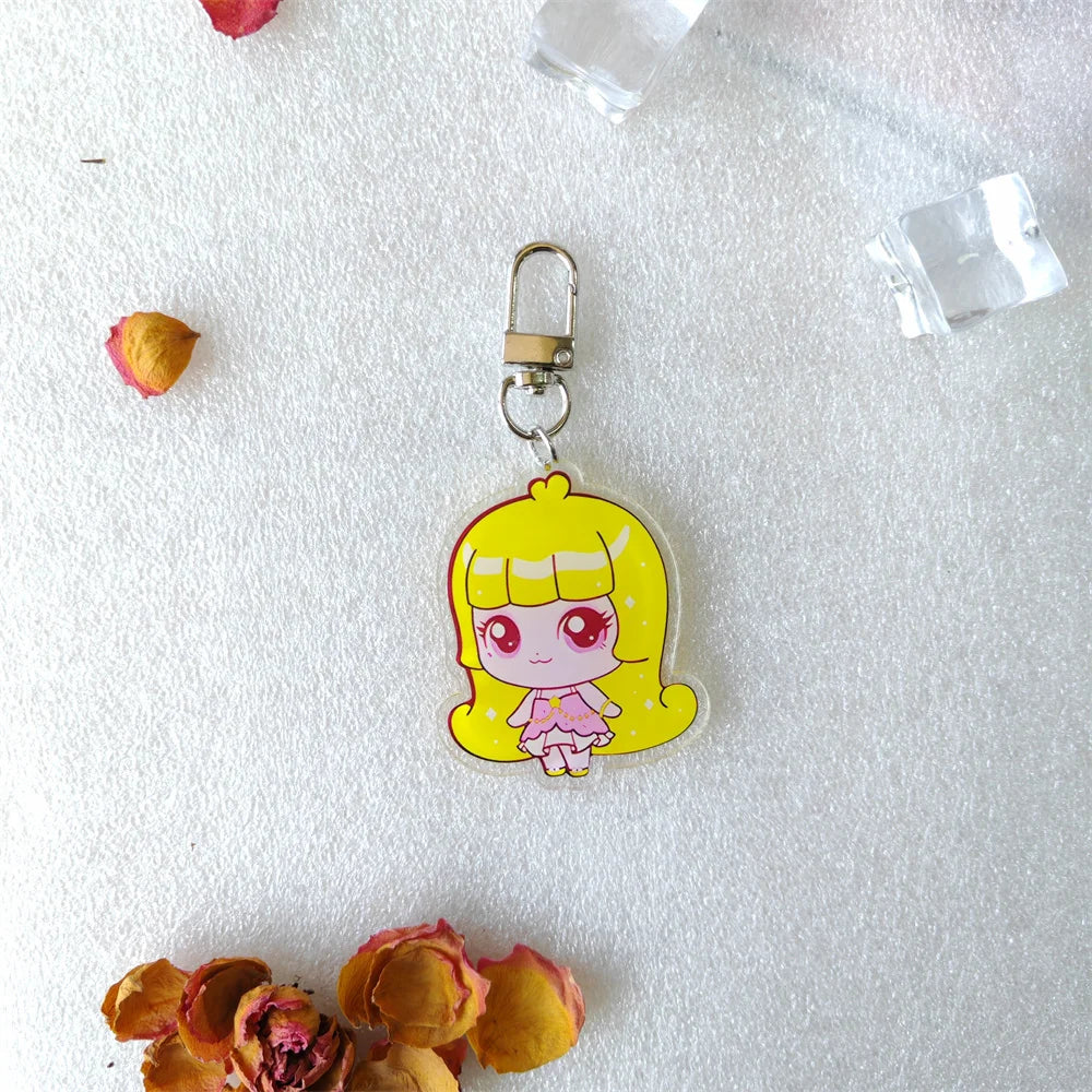 Kpop Cartoon Keychain Cute Bag Charms Double-sided Print Jiwoo Carmen Yuha Stella Juun Fans Collection Accessories