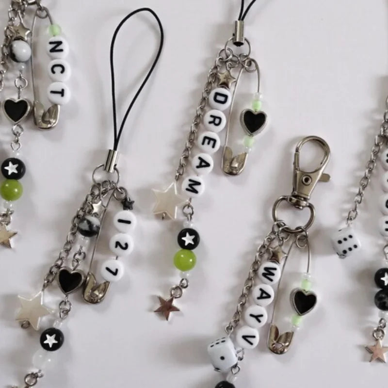 Korean NCT/WAKV keychain, Kpop mobile phone charm | Handmade Y2k jewelry keychain