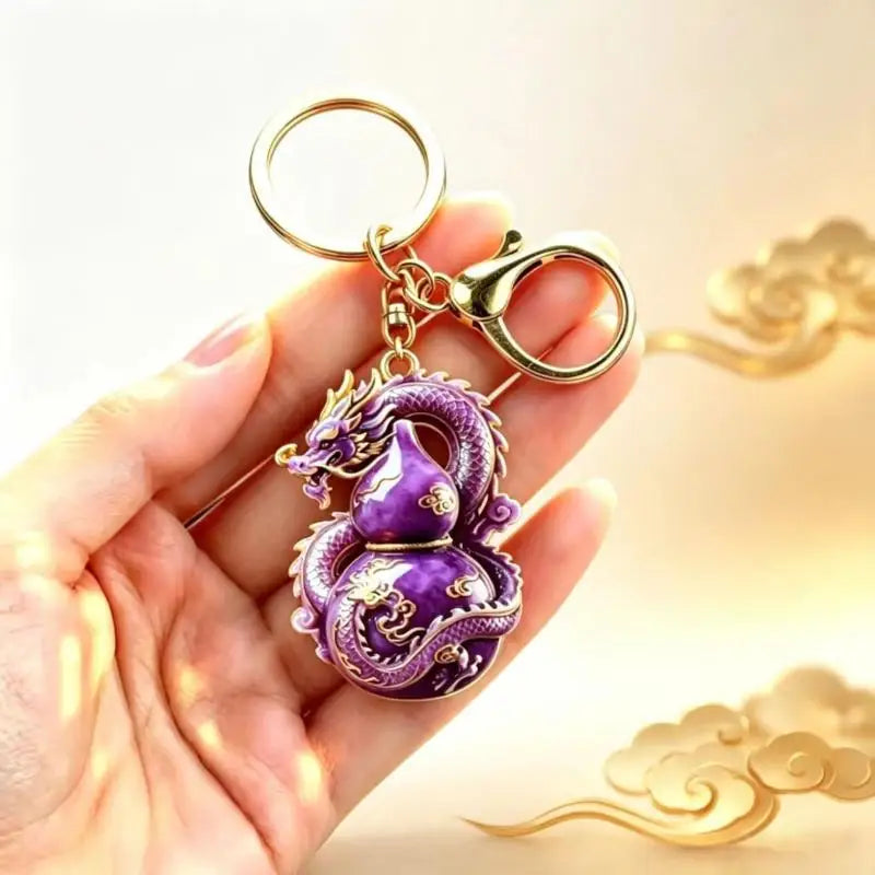 Decorative Charm Keychain with Gold-Tone Hardware